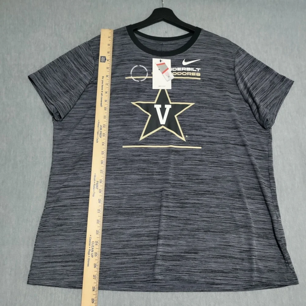 Vanderbilt Commodores Nike Tee Dri-Fit Shirt Womens XXL Gray Logo NEW